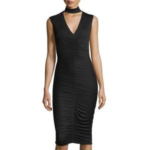 Bailey 44 Ruched Jersey Sleeveless Dress in Black